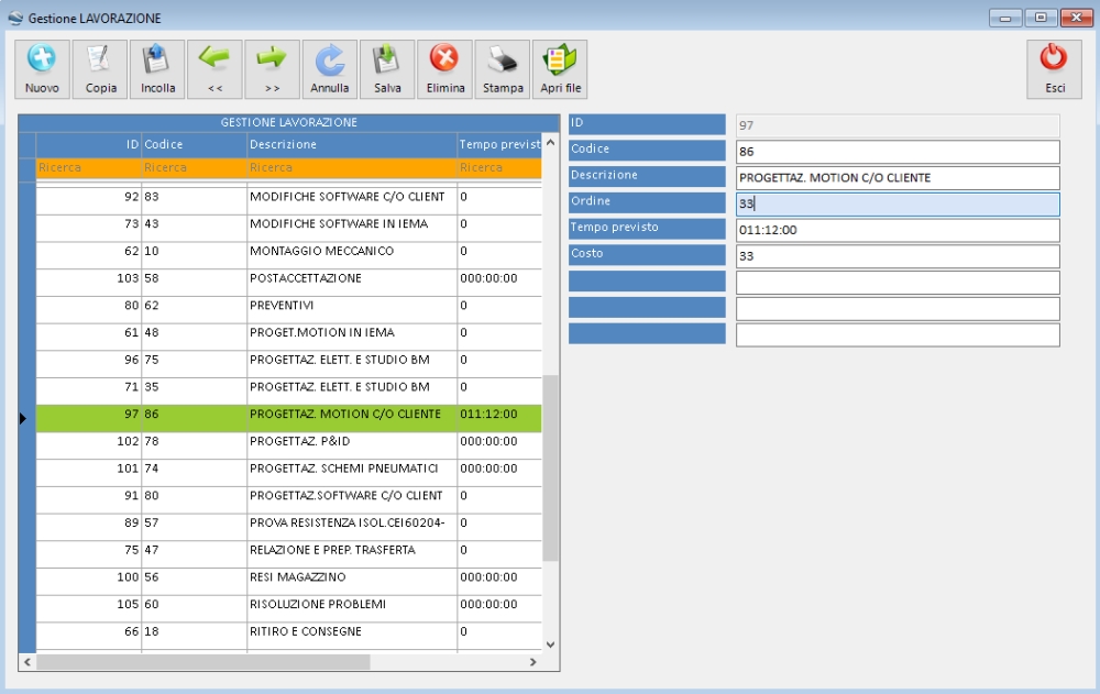  GestproM software per la gestione delle commesse anagrafica lavorazioni